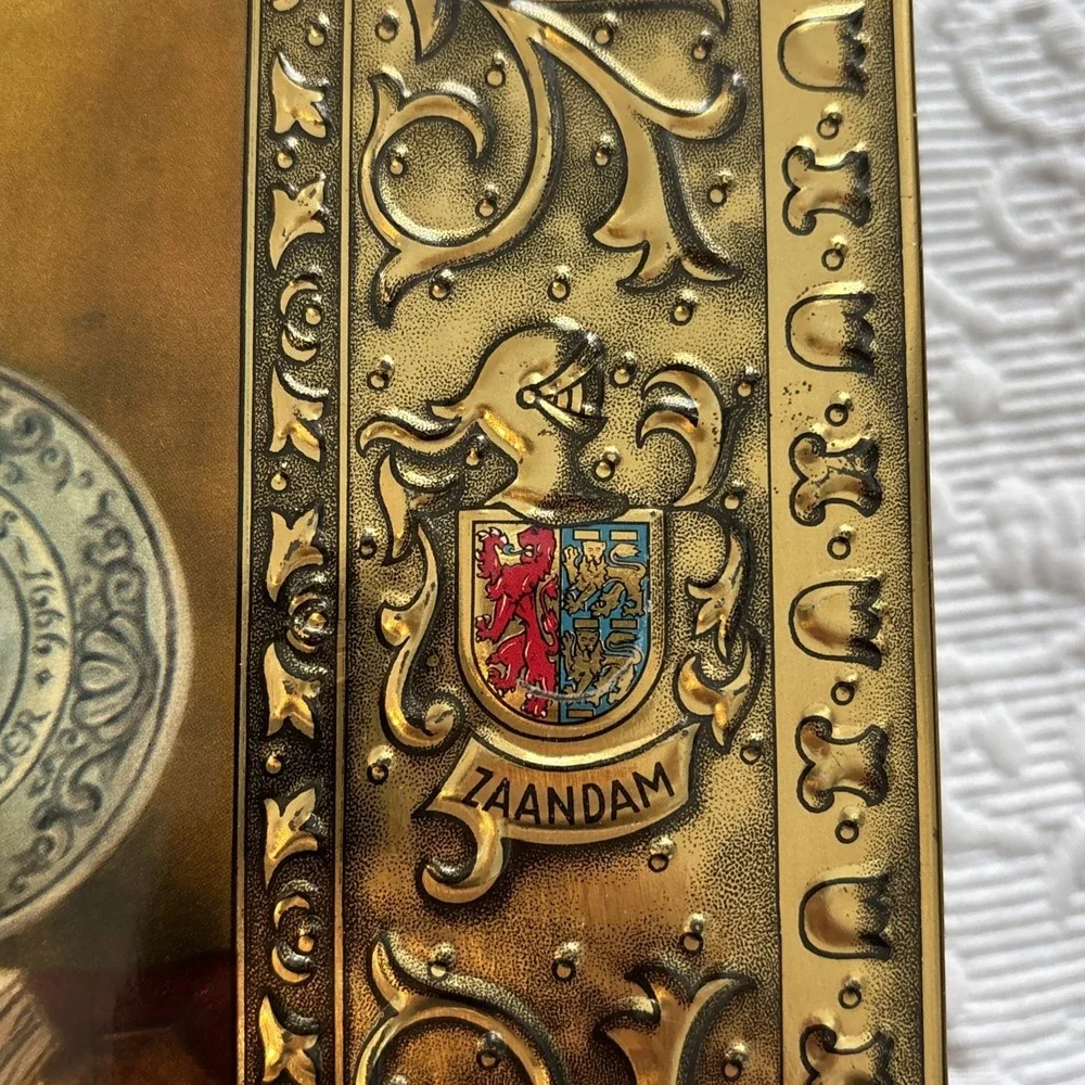 Vintage ROYAL VERKADE FACTORIES Embossed Metal Tin Storage ZAANDAM HOLLAND